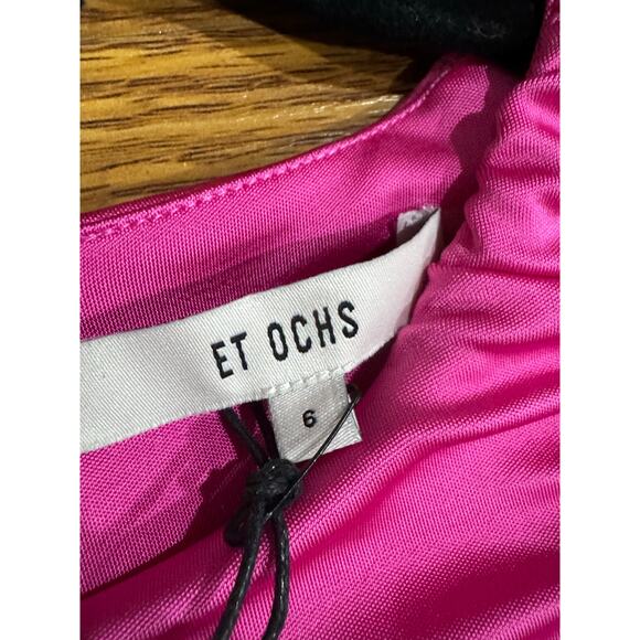 Et Ochs Keasha Magenta Stretch Ruched Jersey Midi Dress Women’s Size 6 - Picture 9 of 13